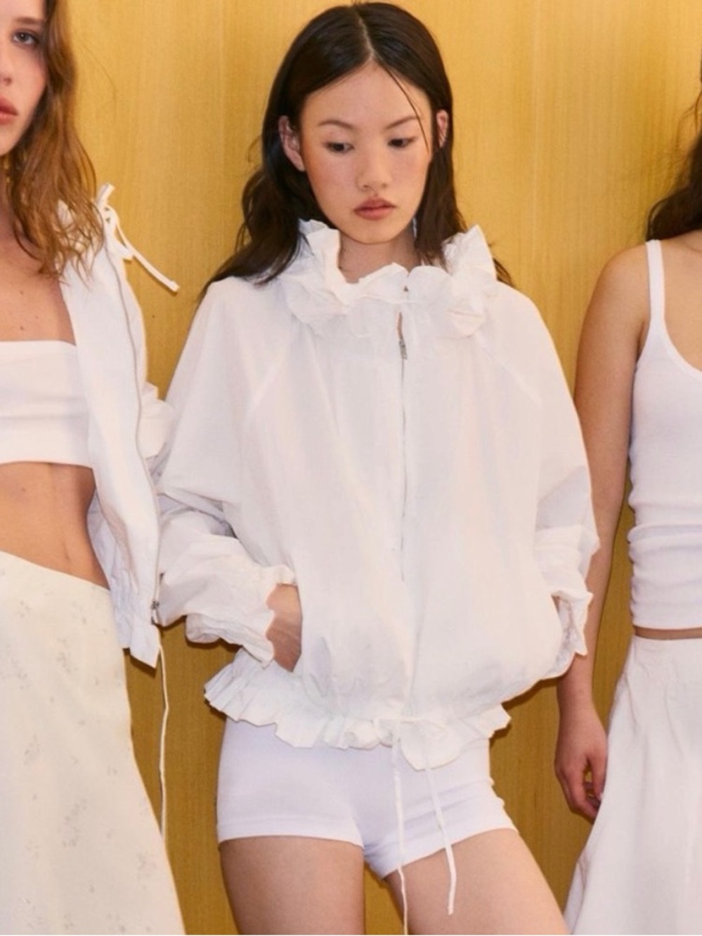 ZARA RUFFLED ZIP UP JACKET
